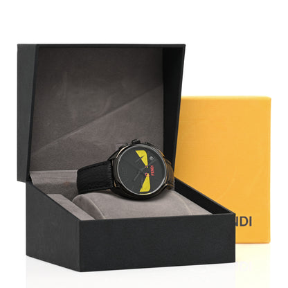 Fendi Stainless Steel Calfskin 40mm Momento Bugs Quartz Watch Black 5 of 5