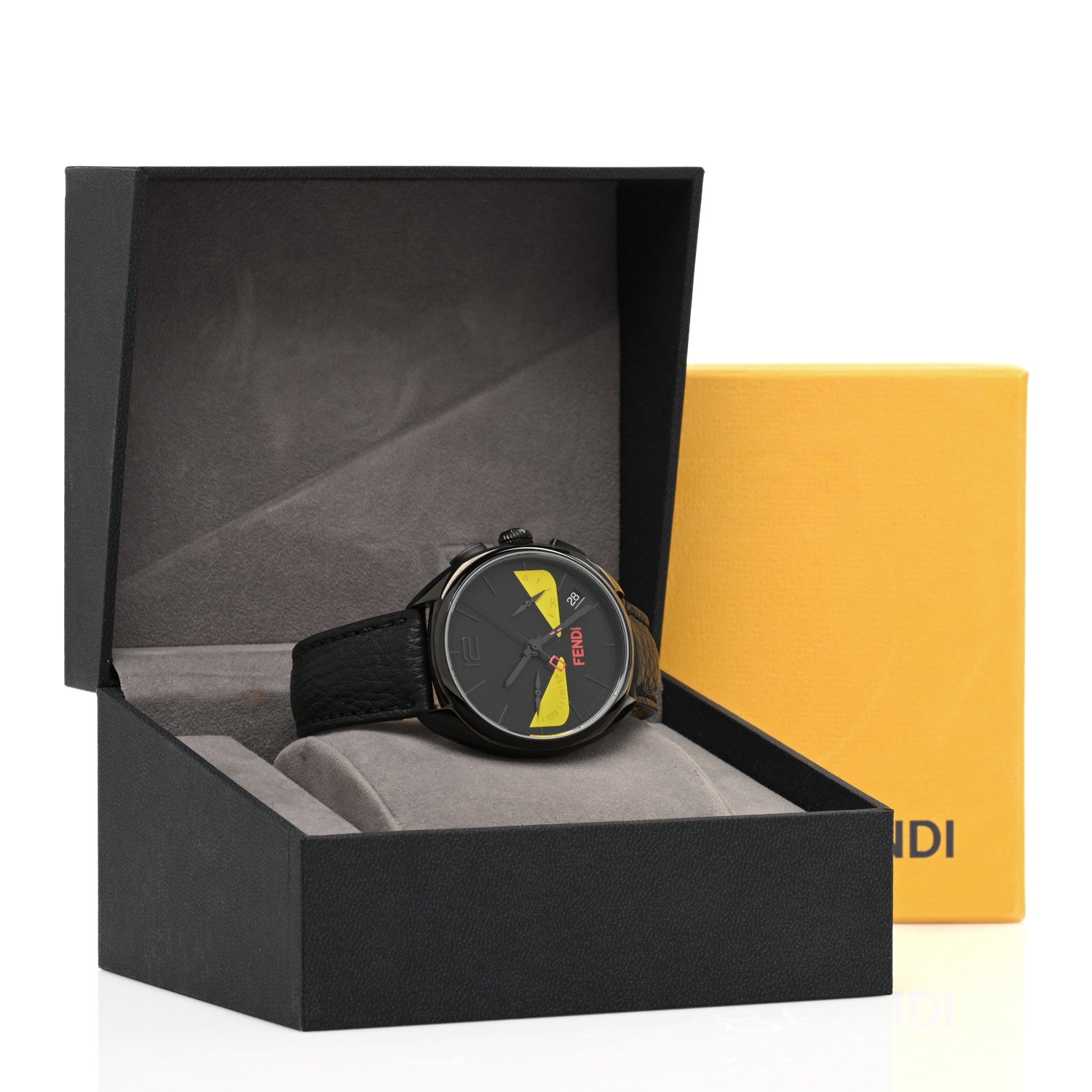 Fendi Stainless Steel Calfskin 40mm Momento Bugs Quartz Watch Black 5 of 5