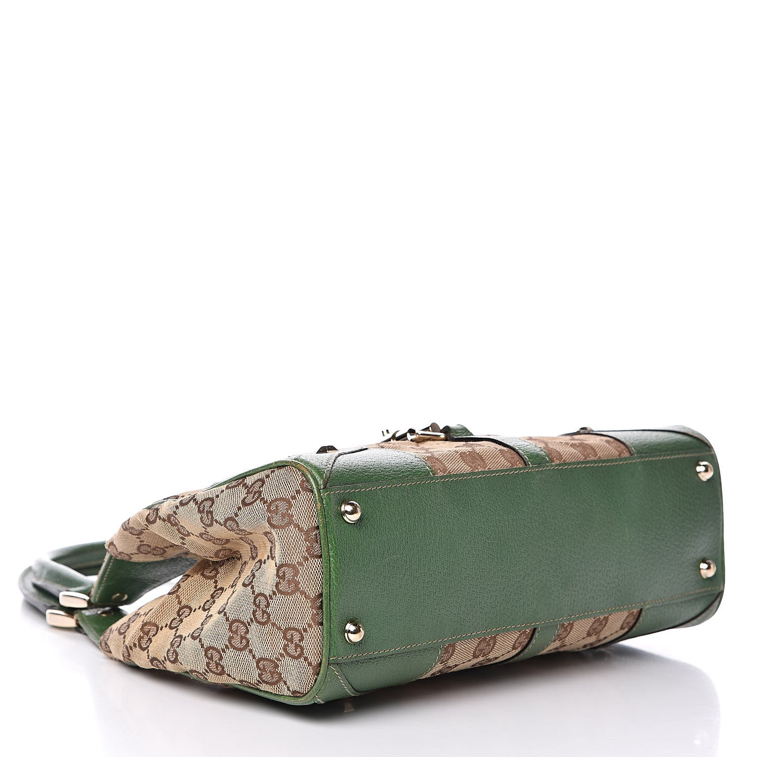 Gucci Monogram Calfskin Large Bardot Tote Green 4 of 12