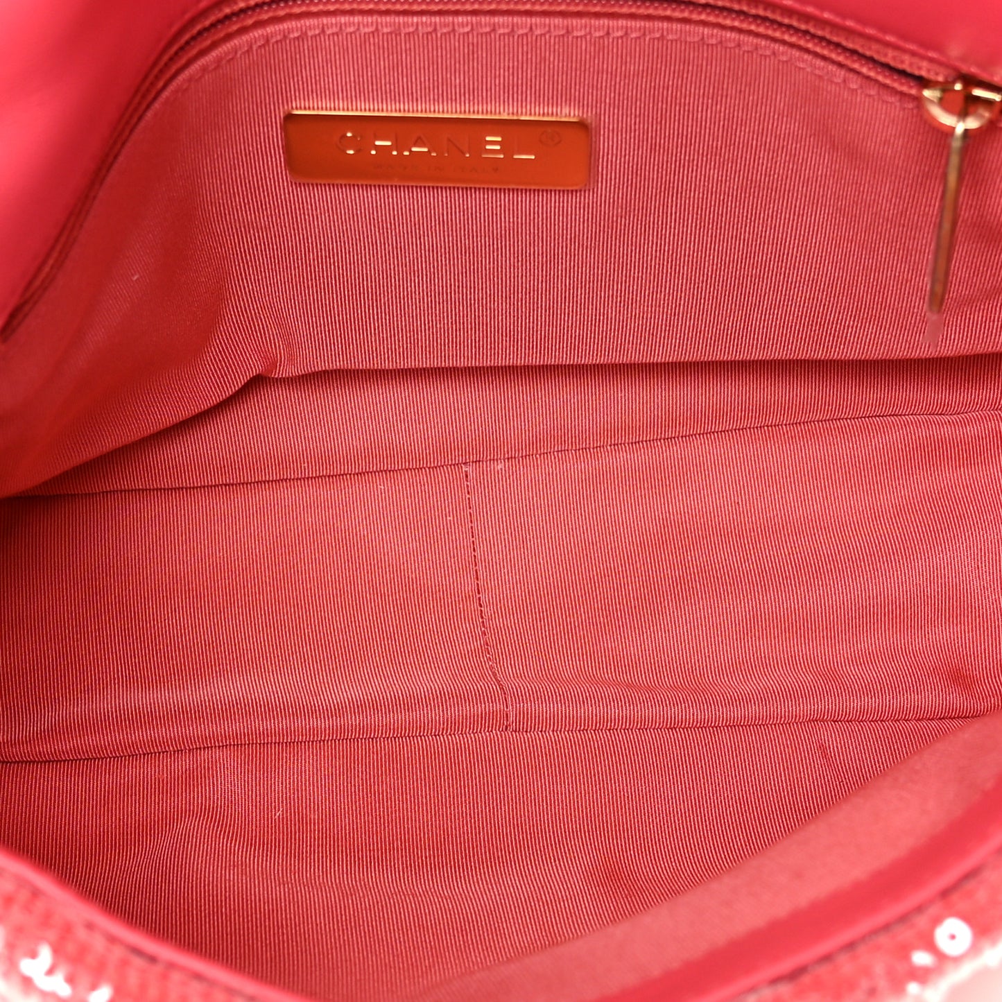 Sequin Quilted Medium Chanel 19 Flap Coral