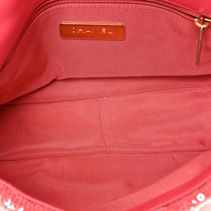 Chanel Sequin Quilted Medium Chanel 19 Flap Coral 5 of 10