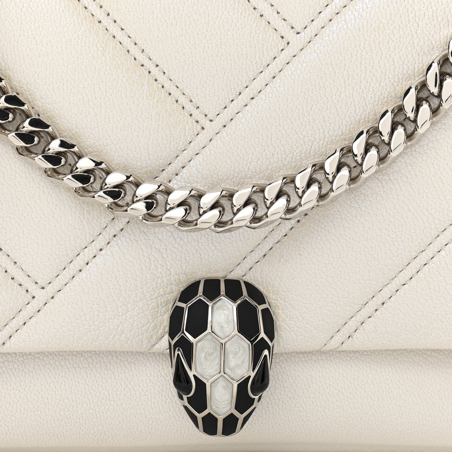 Calfskin Matelasse Small Serpenti Cabochon Shoulder Bag White