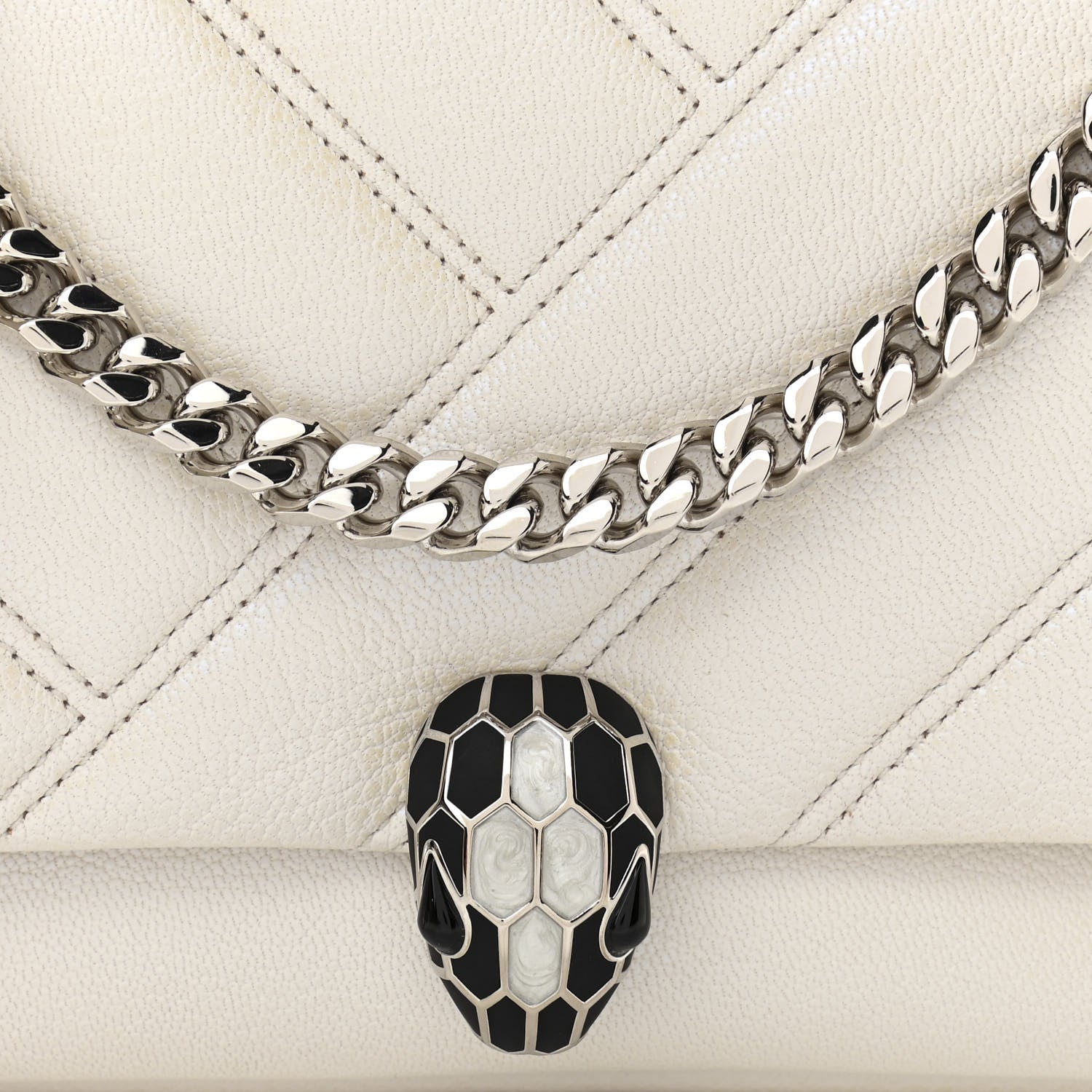 Bulgari Calfskin Matelasse Small Serpenti Cabochon Shoulder Bag White 8 of 11