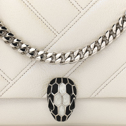 Bulgari Calfskin Matelasse Small Serpenti Cabochon Shoulder Bag White 8 of 11