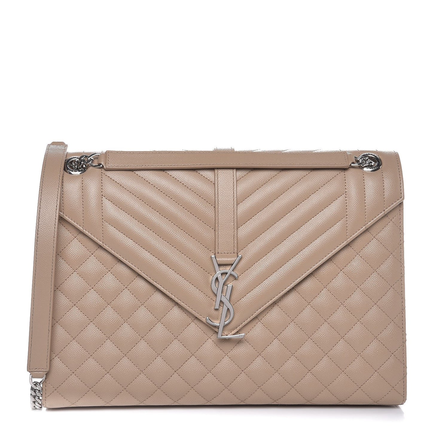 Grain De Poudre Large Tri-Quilt Monogram Satchel Dark Beige