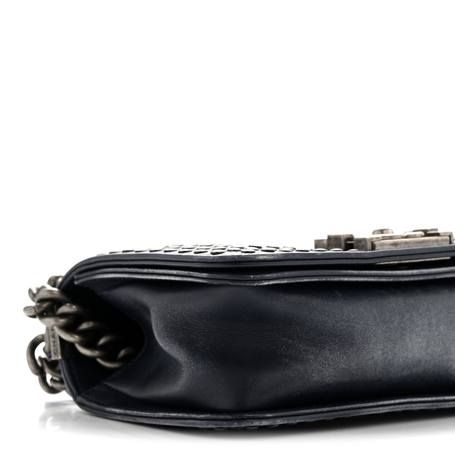 Chanel Faded Calfskin Quilted Small Studded Boy Flap Navy 9 of 13