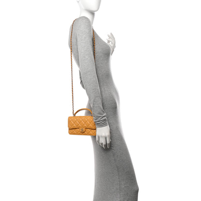 Chanel Lambskin Quilted Flap Phone Holder With Chain Yellow 2 of 15