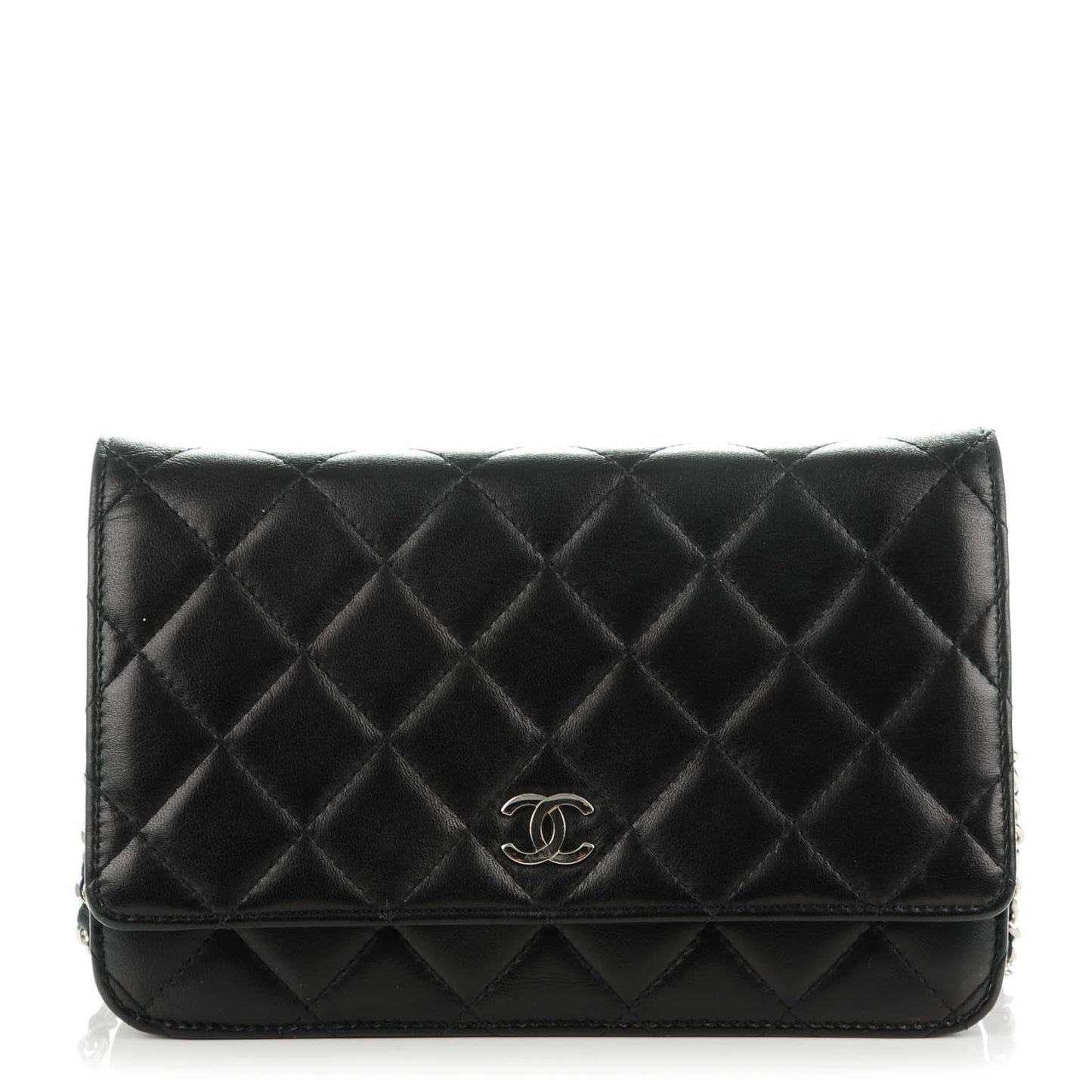 Lambskin Quilted Wallet On Chain WOC Black