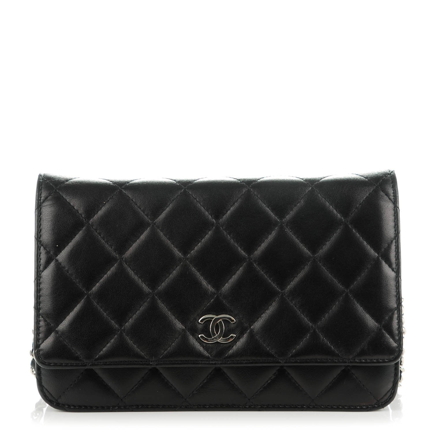 Chanel Lambskin Quilted Wallet On Chain WOC Black 1 of 8