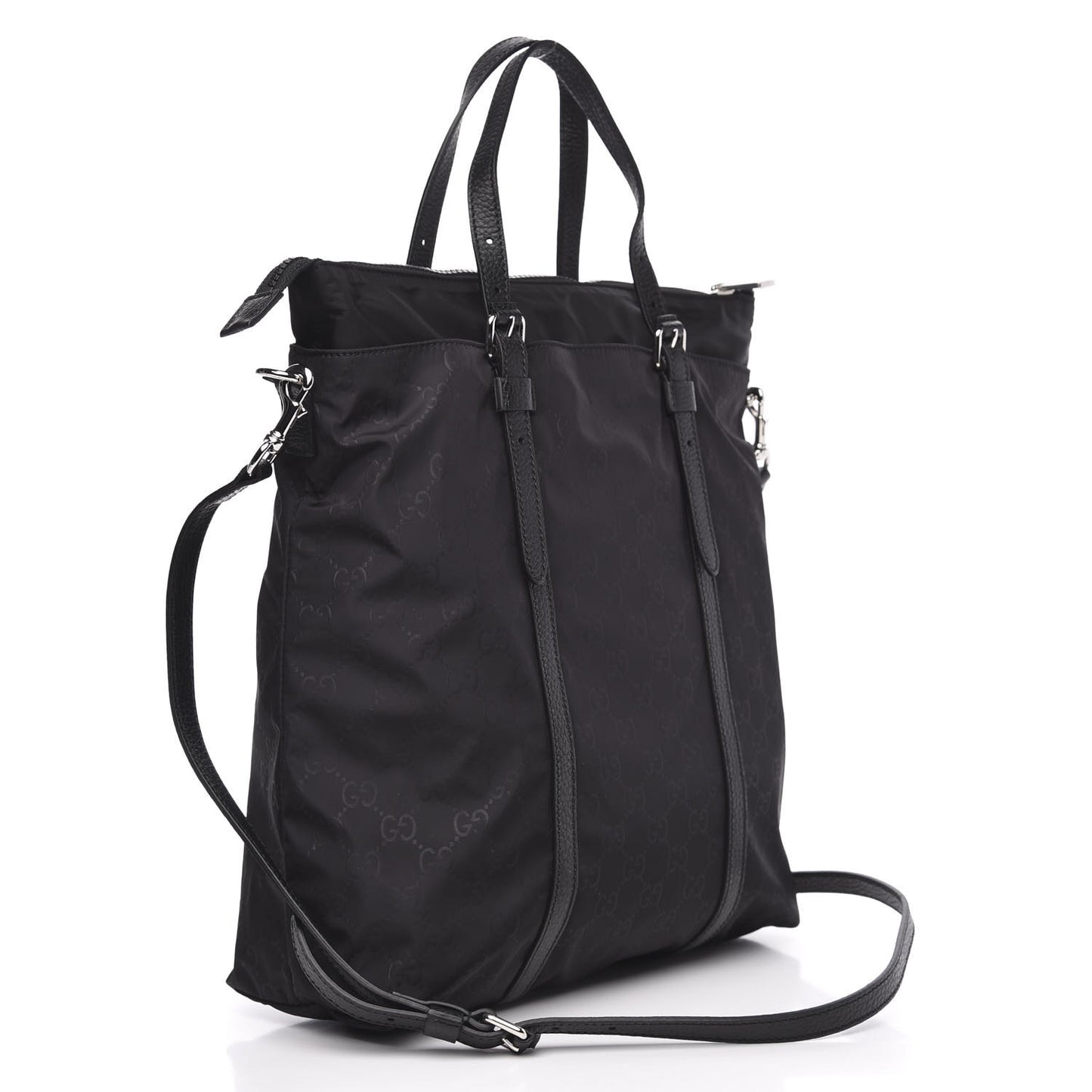 Nylon Monogram Medium Vertical Tote Black