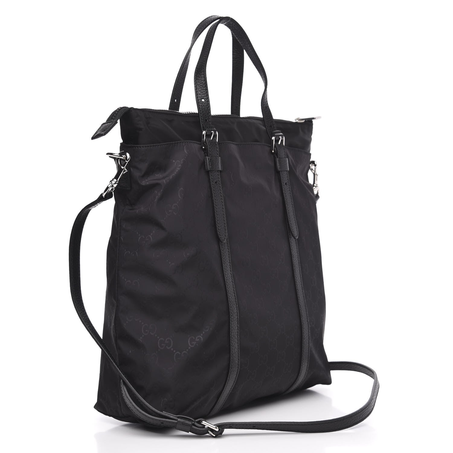 Gucci Nylon Monogram Medium Vertical Tote Black 3 of 9