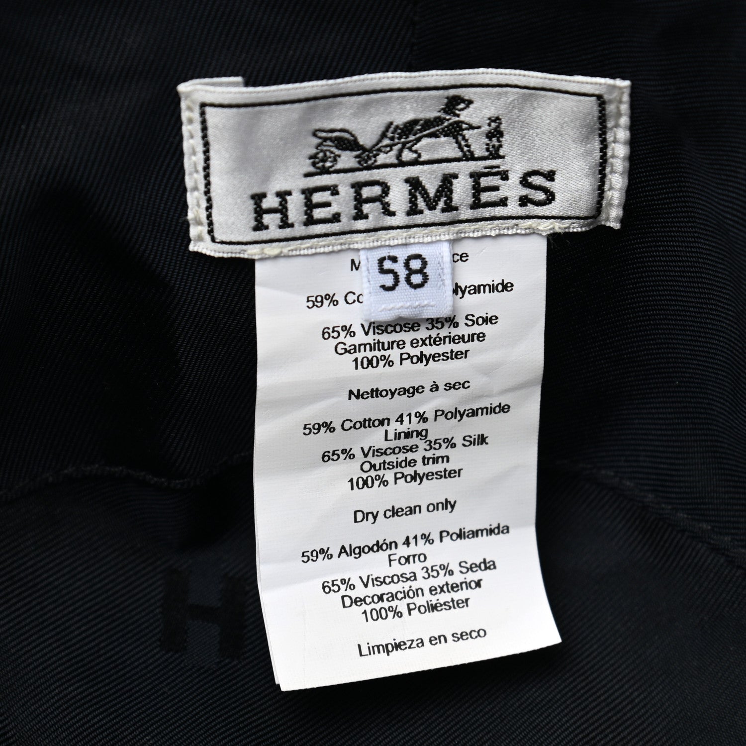 Hermes Technical Gabardine Balade Bandana Bucket Hat 58 Marine 8 of 8