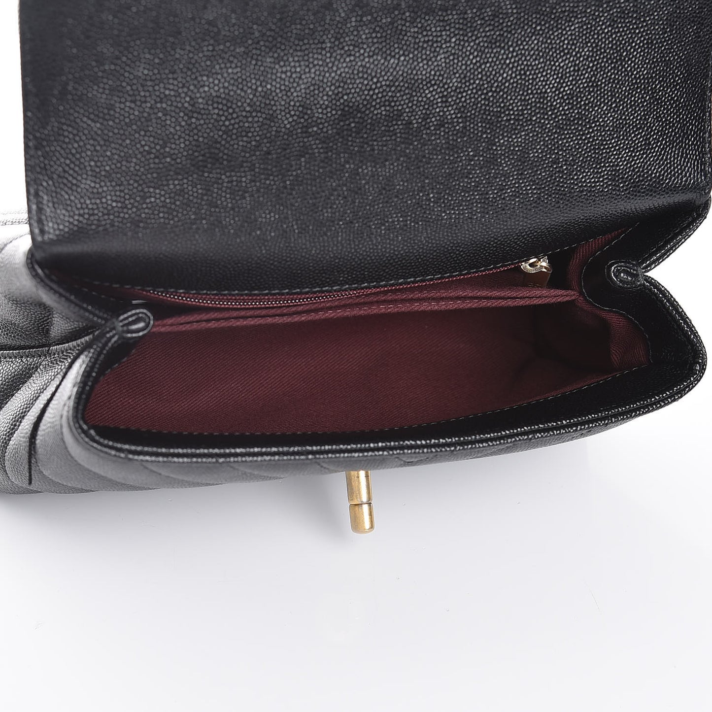 Caviar Chevron Quilted Mini Coco Handle Flap Black