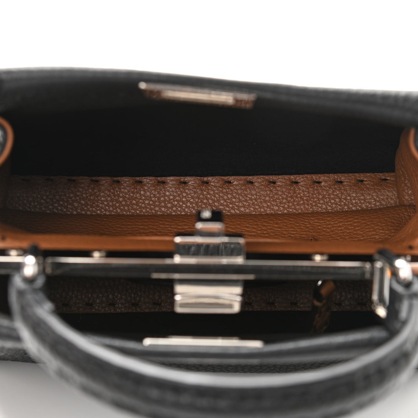 Cuoio Romano Selleria Bi-Color Mini Peekaboo Iconic Satchel Black Mou
