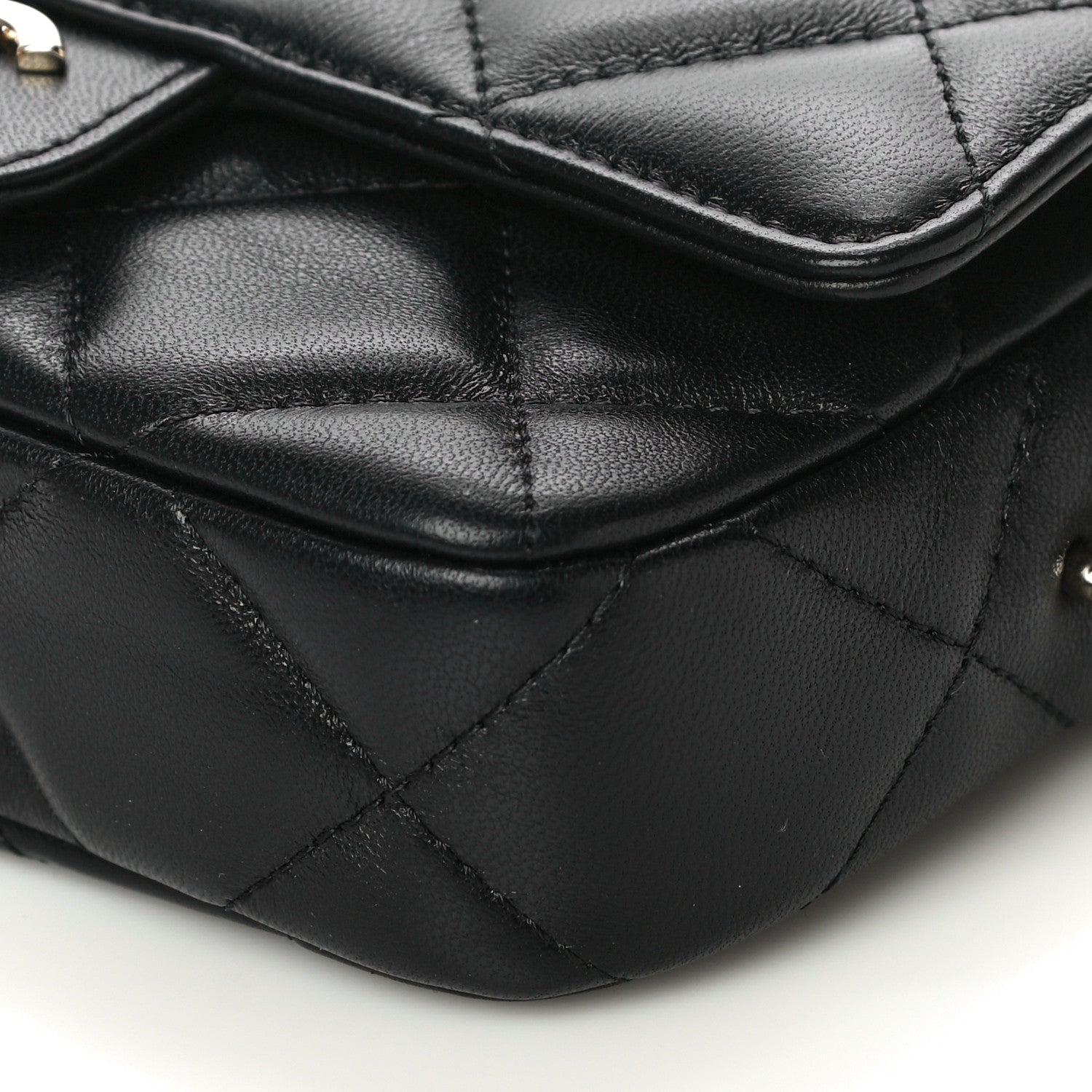 Chanel Lambskin Quilted Resin Bi-Color Flap Phone Holder With Chain Black 12 of 12