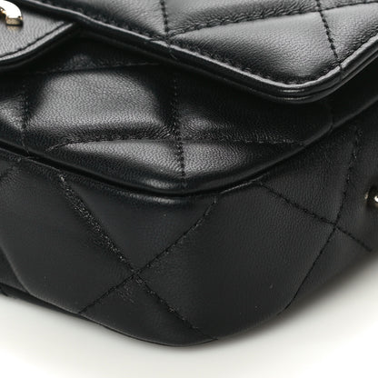 Chanel Lambskin Quilted Resin Bi-Color Flap Phone Holder With Chain Black 12 of 12