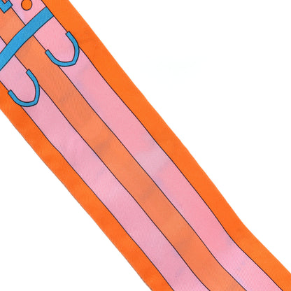 Hermes Silk Rocabar Twilly Orange Bleu Ciel 8 of 9