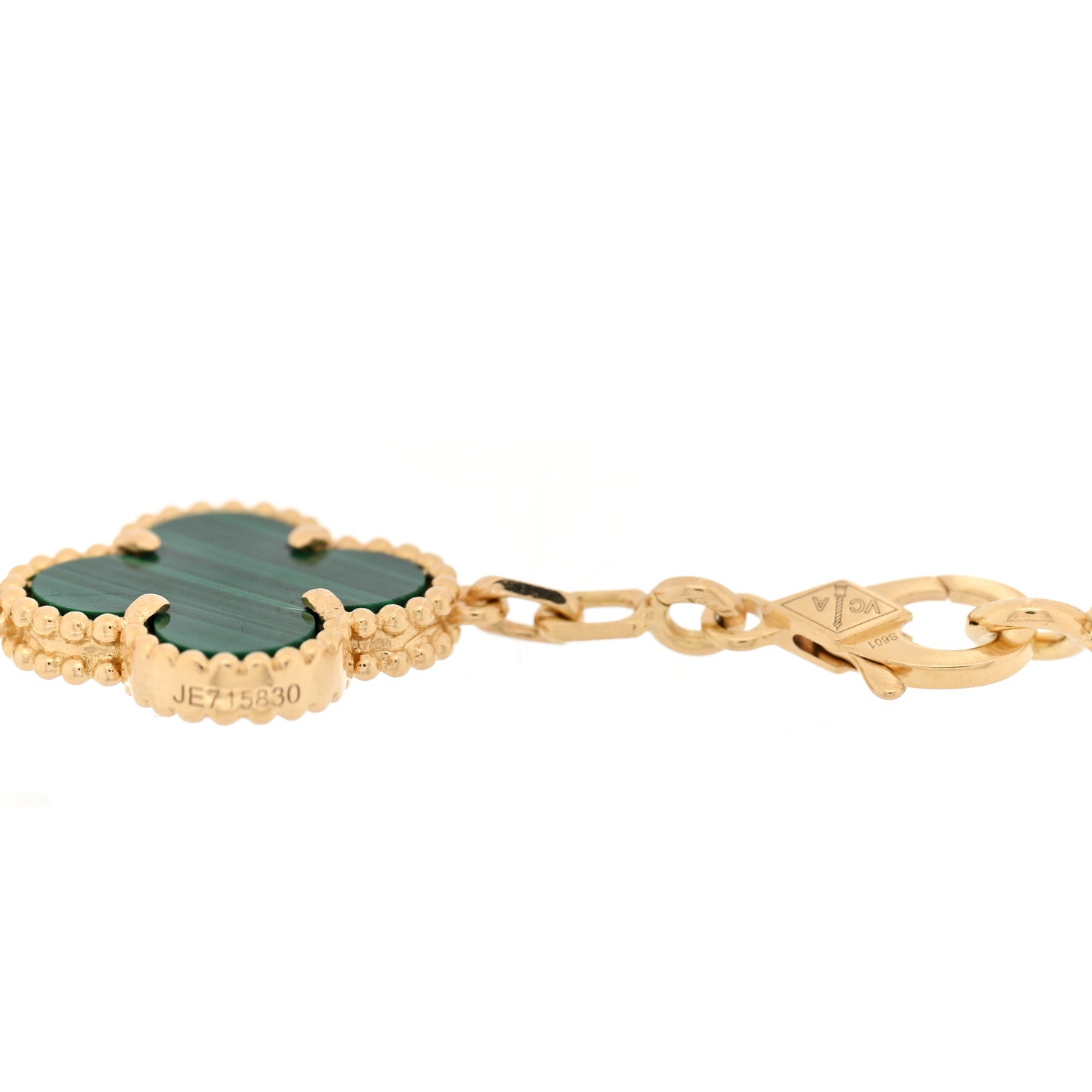Van Cleef & Arpels 18K Yellow Gold Diamond Malachite 5 Motifs Vintage Alhambra Bracelet 3 of 4