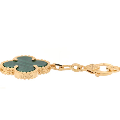 Van Cleef & Arpels 18K Yellow Gold Diamond Malachite 5 Motifs Vintage Alhambra Bracelet 3 of 4