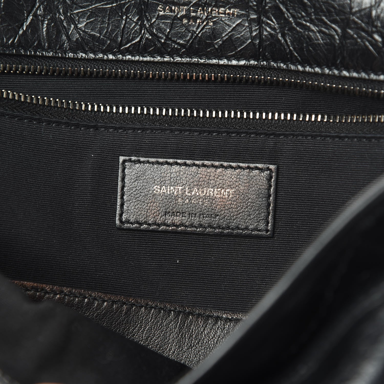 Saint Laurent Crinkled Calfskin Matelasse Monogram Large Niki Chain Satchel Black 6 of 12