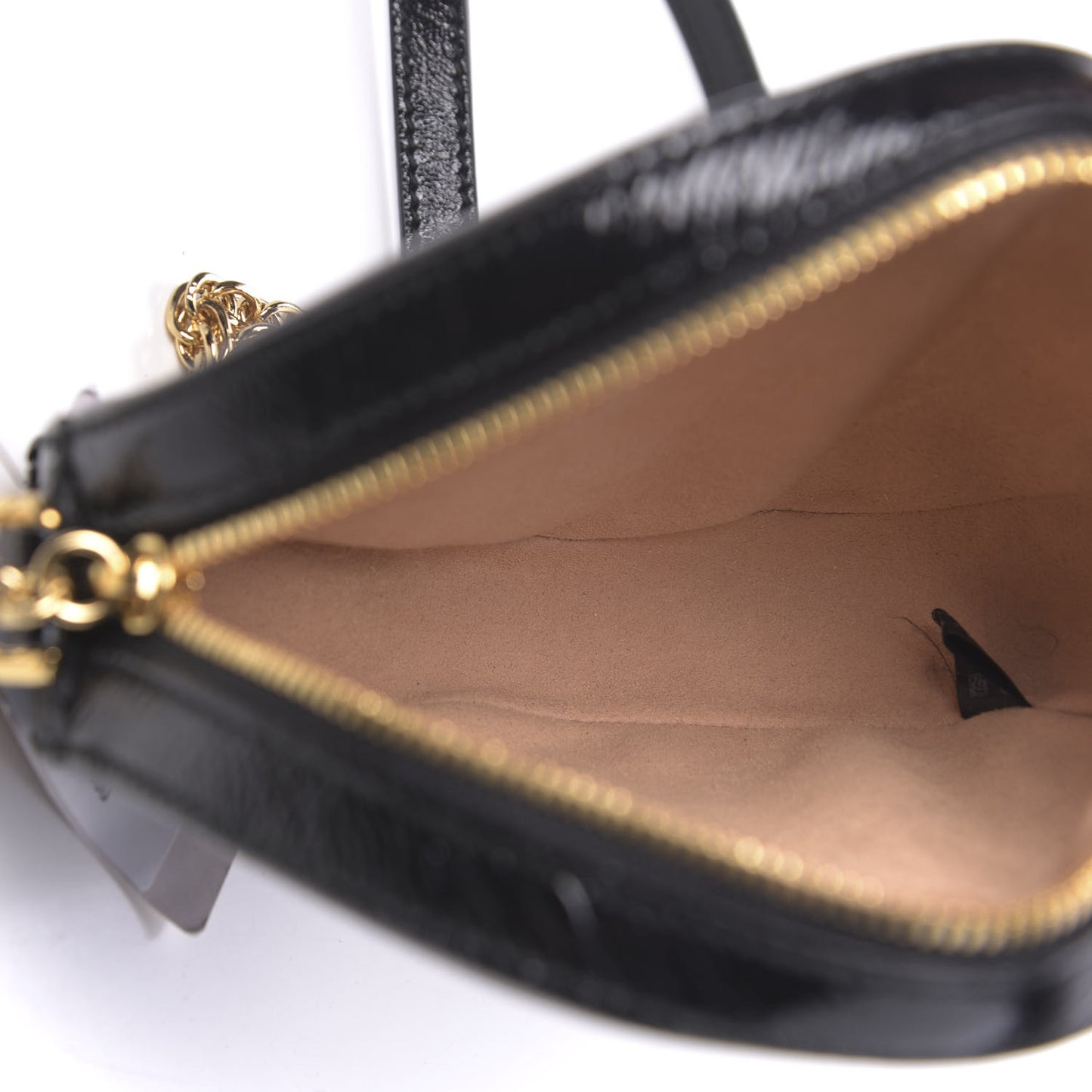 Suede Patent Web Mini Ophidia Round Shoulder Bag Black