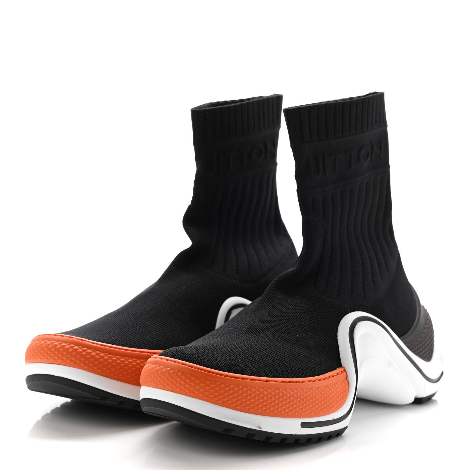 Louis Vuitton Stretch Textile LV Archlight Sneaker Boots 39.5 Black Orange 3 of 11