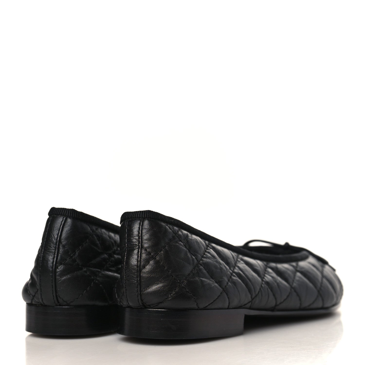 Chanel Aged Calfskin Quilted CC Cap Toe Ballerina Flats 35 Black 4 of 8