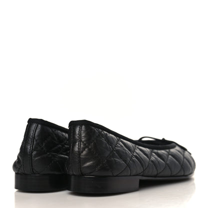 Chanel Aged Calfskin Quilted CC Cap Toe Ballerina Flats 35 Black 4 of 8