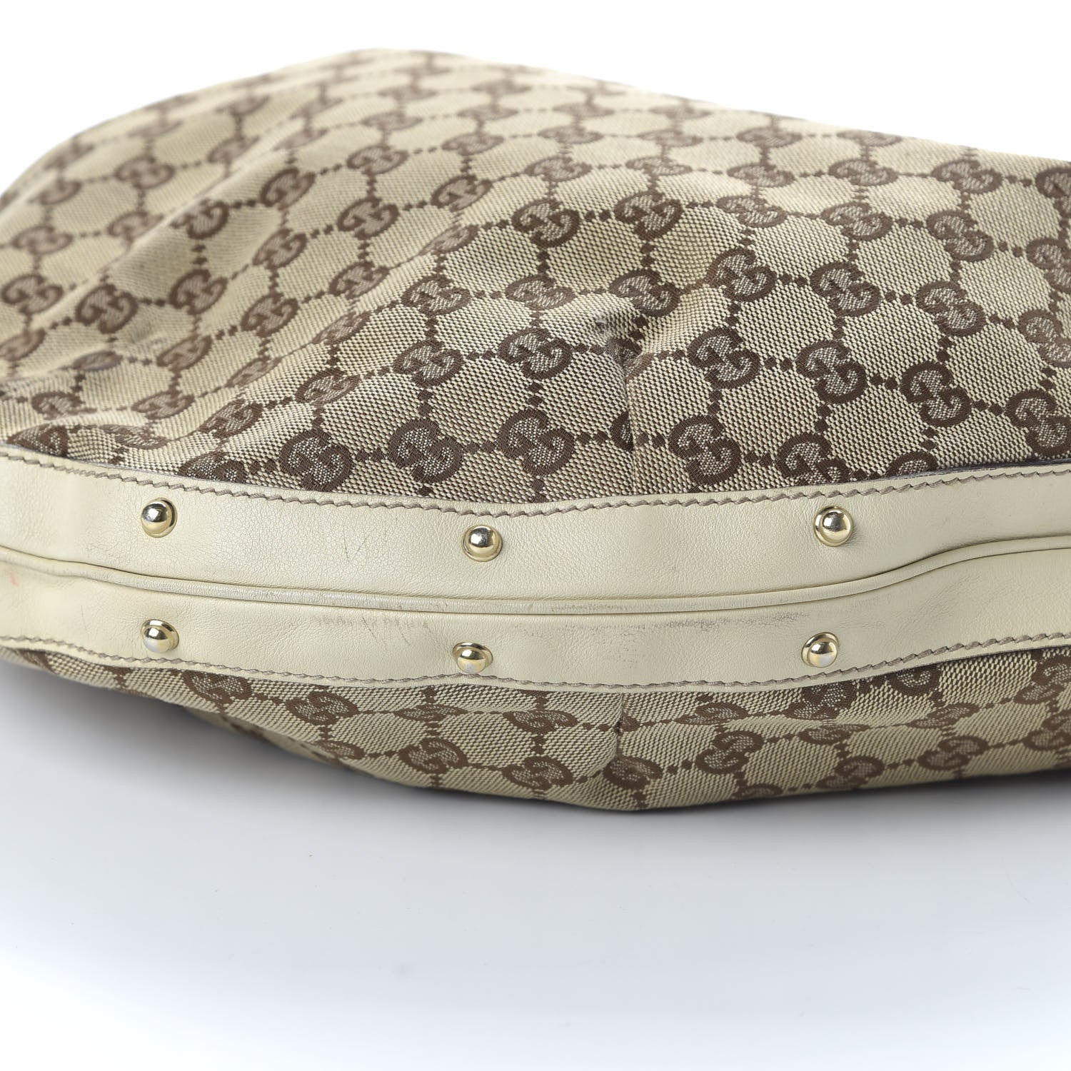 Gucci Monogram Large Biba Studded Hobo Off White 7 of 10