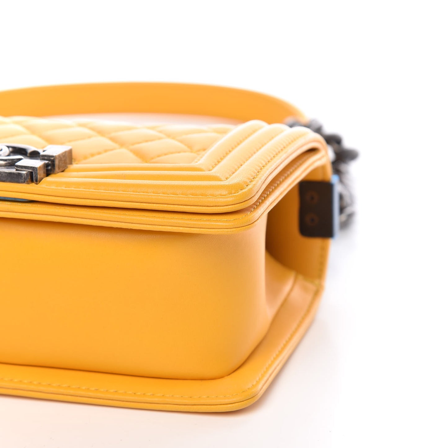 Lambskin Quilted Small Boy Flap Yellow