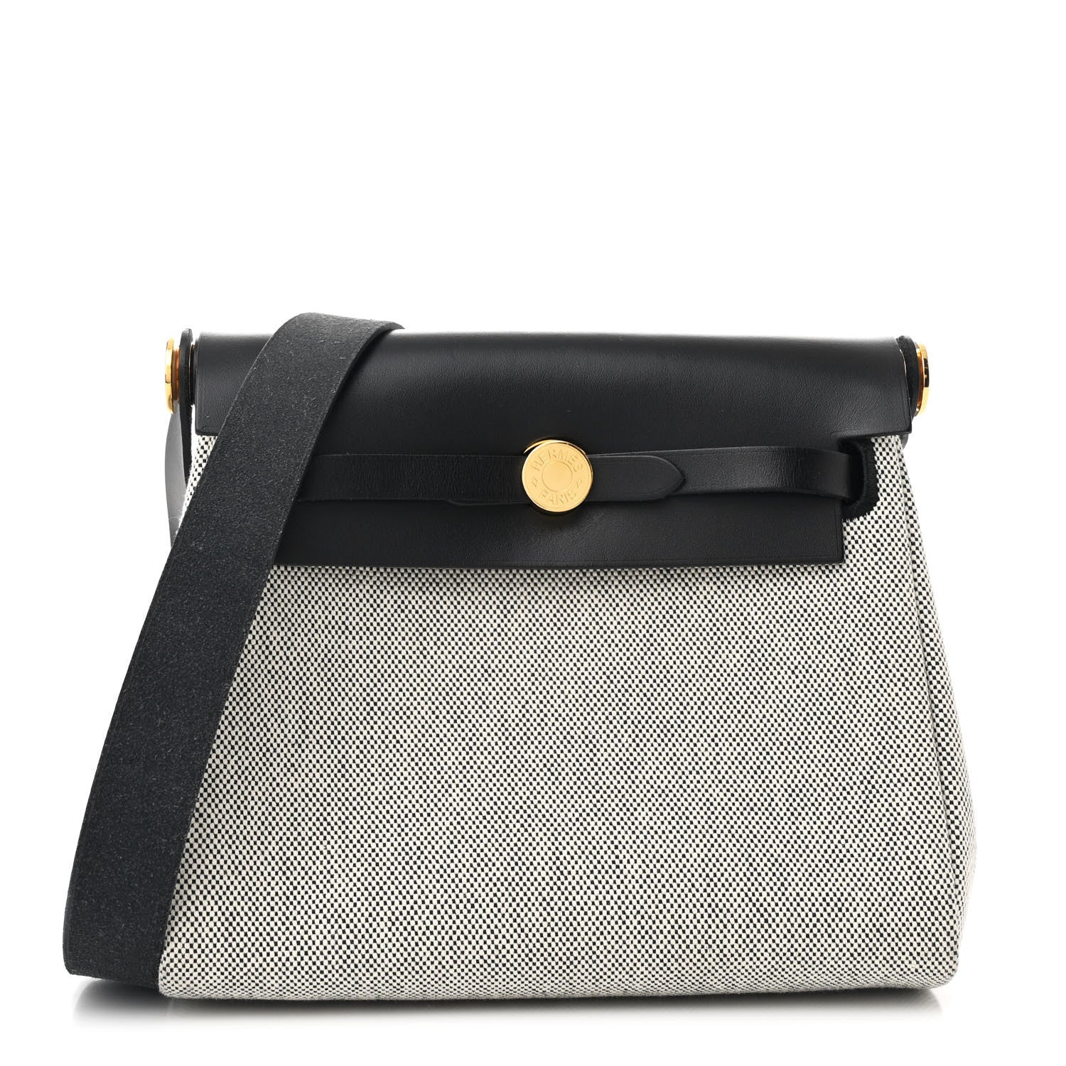 Hermes Military Toile Vache Hunter Herbag Zip Retourne 20 Ecru Black 1 of 11