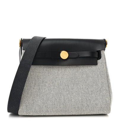 Hermes Military Toile Vache Hunter Herbag Zip Retourne 20 Ecru Black 1 of 11