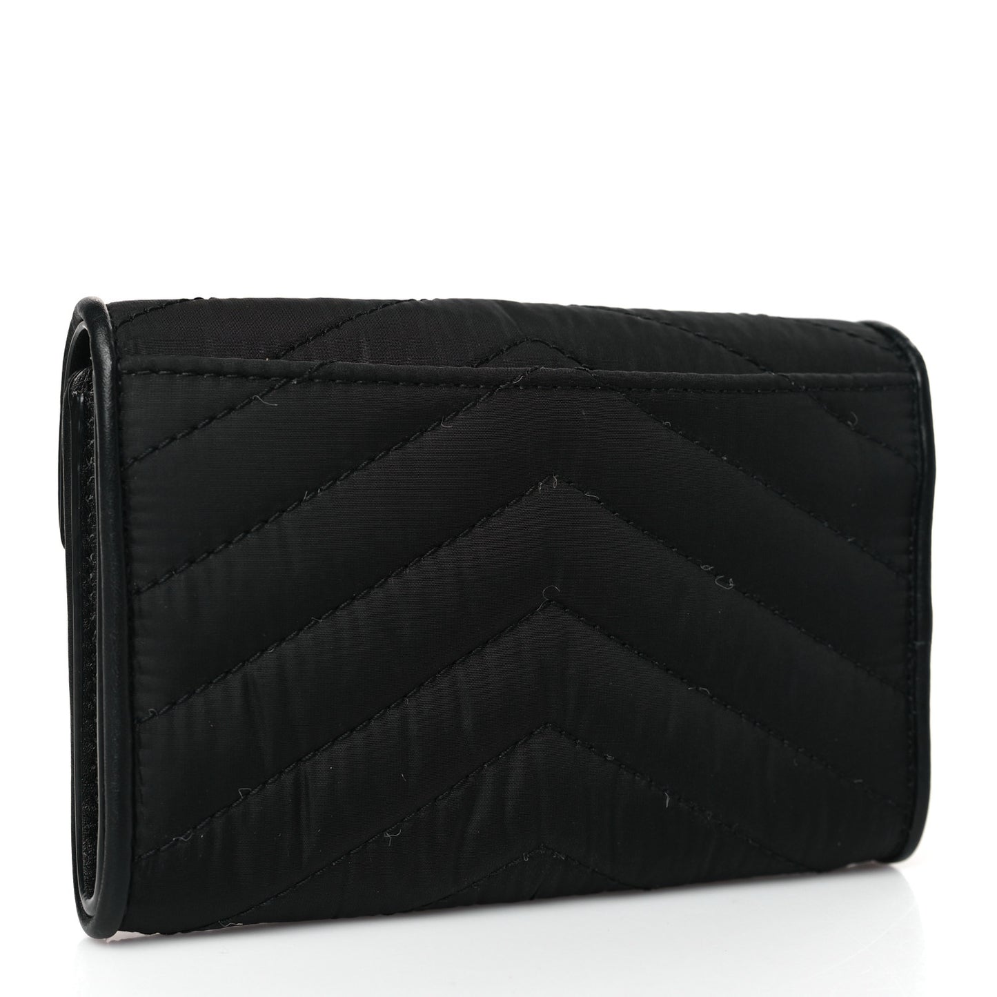 Nylon Matelasse Chevron Small Monogram Envelope Wallet Black