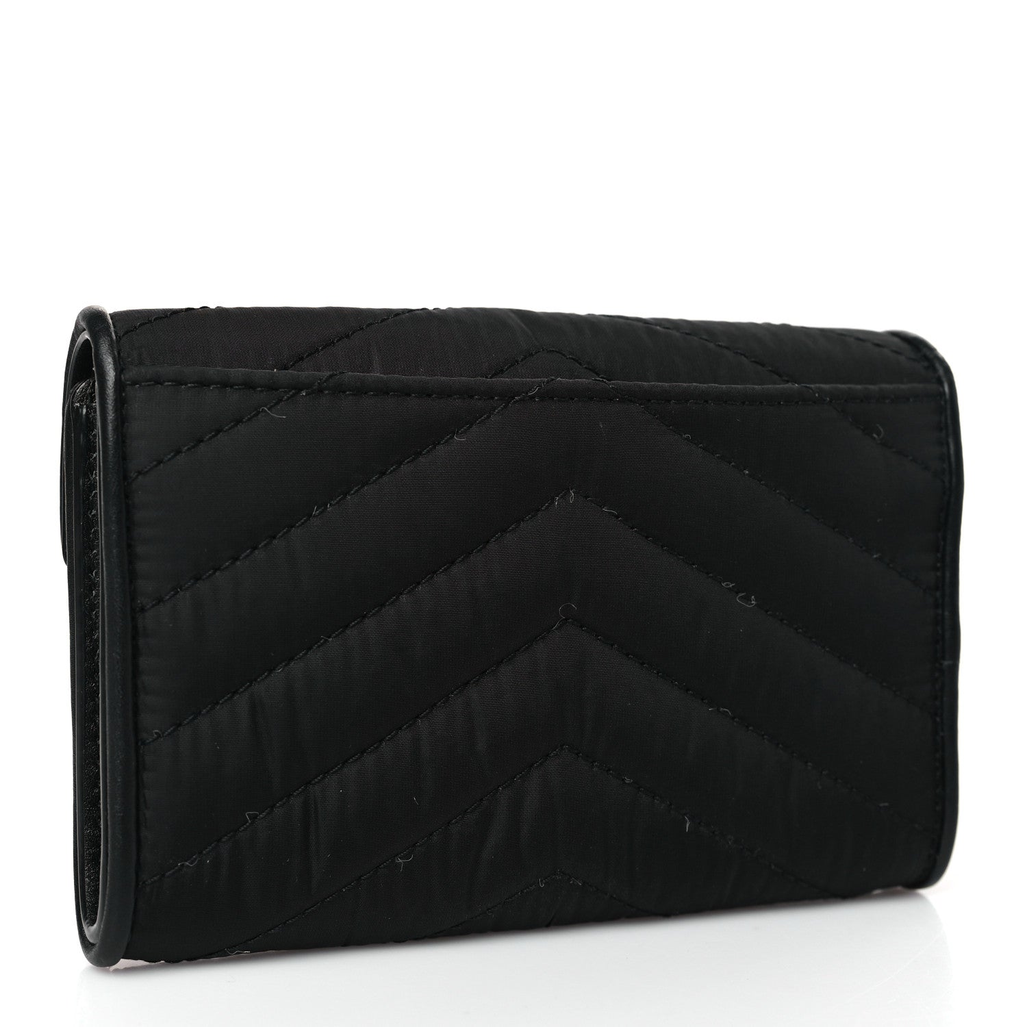 Saint Laurent Nylon Matelasse Chevron Small Monogram Envelope Wallet Black 3 of 8