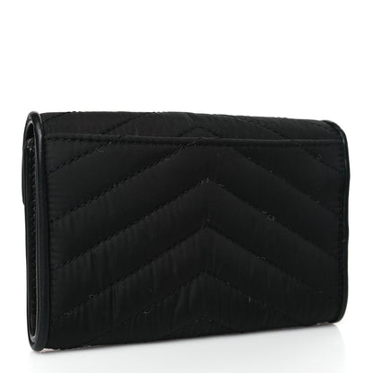 Saint Laurent Nylon Matelasse Chevron Small Monogram Envelope Wallet Black 3 of 8