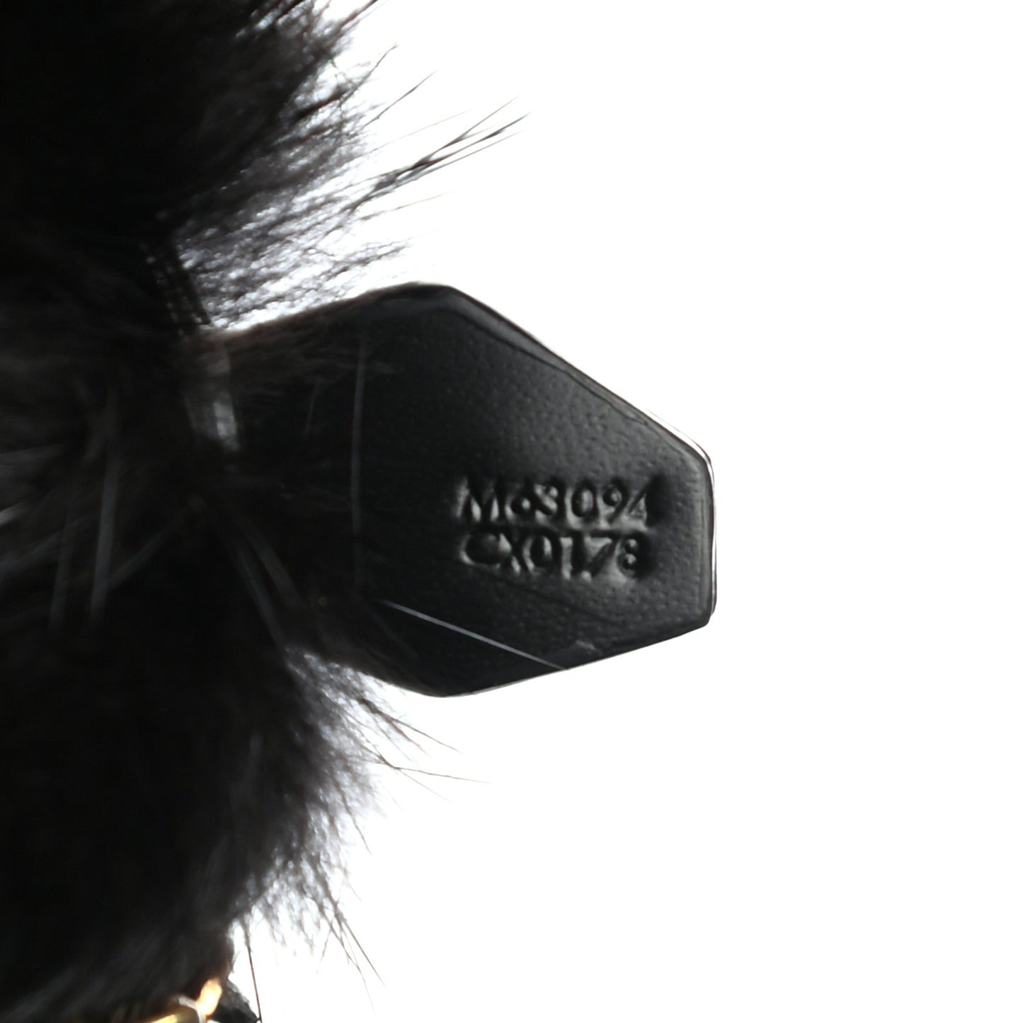 Calfskin Mink Fur Panda Bag Charm Key Holder Black