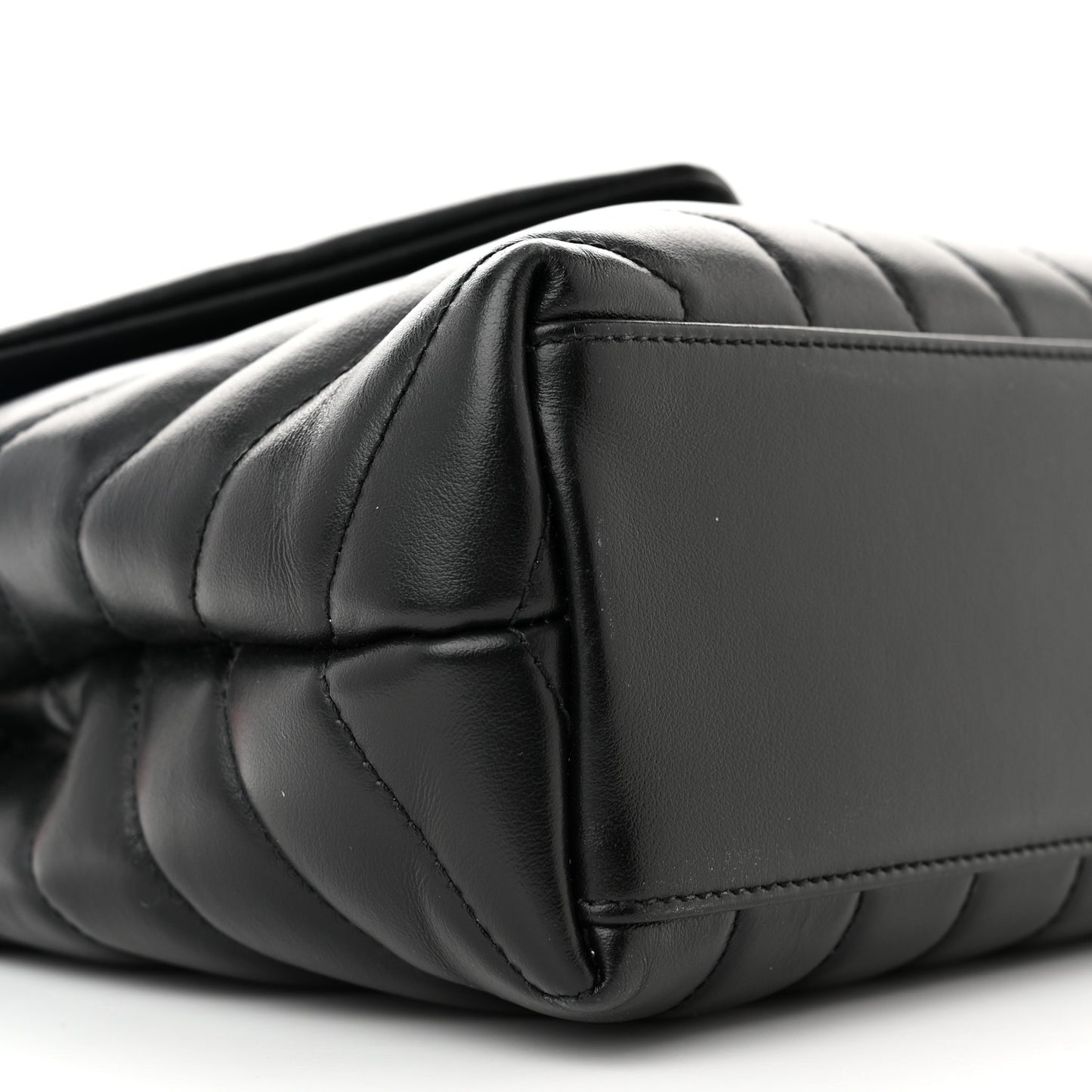 Calfskin Y Quilted Monogram Small Loulou Chain Satchel Black