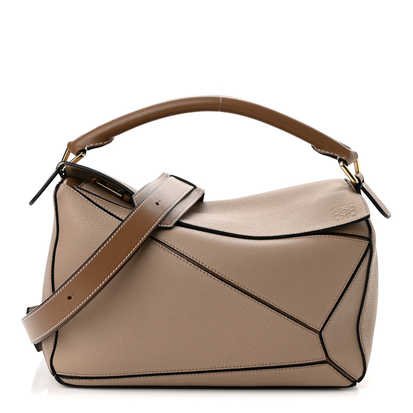 Grained Calfskin Medium Puzzle Bag Sand Mink