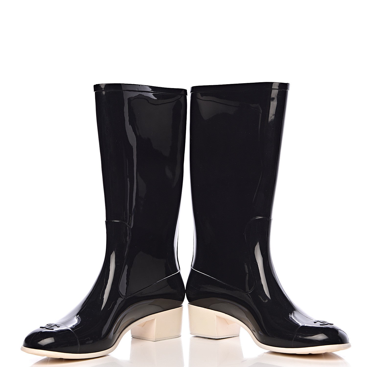 Chanel Rubber Camellia Rain Boots 42 Black 5 of 13