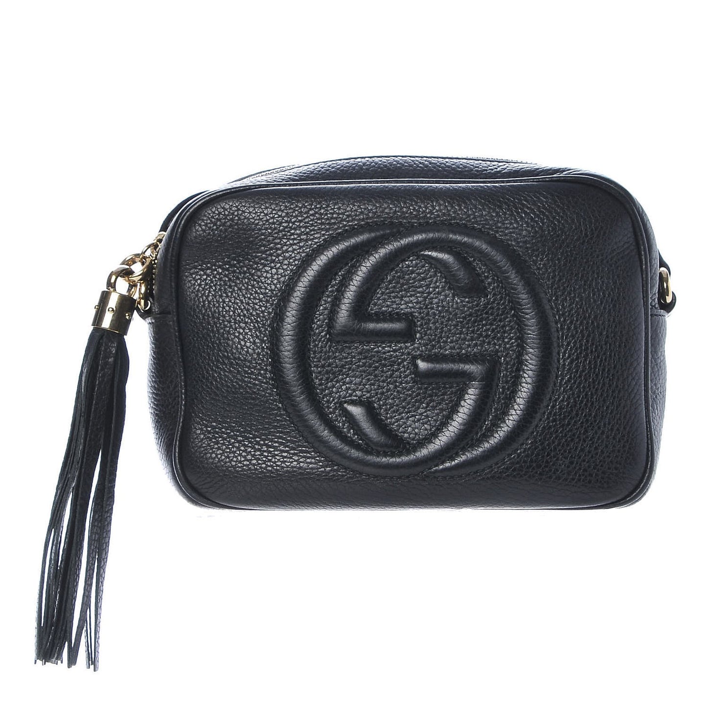 Pebbled Calfskin Small Soho Disco Bag Black