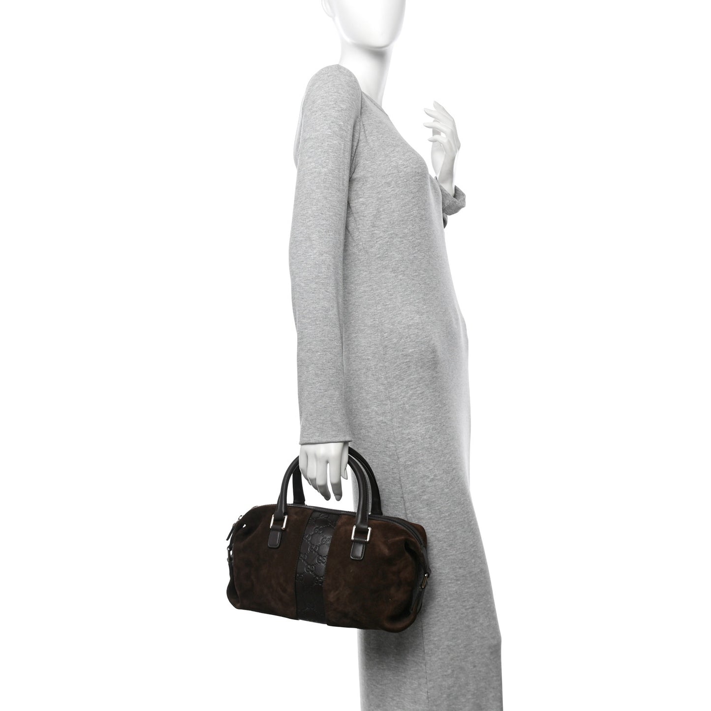 Suede Guccissima Small Boston Brown