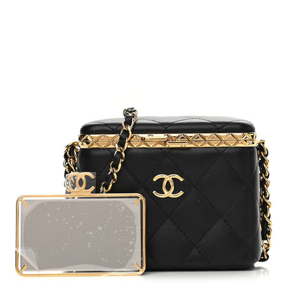 Chanel Metal Lambskin Quilted Small Vanity With Chain Black 1 of 11