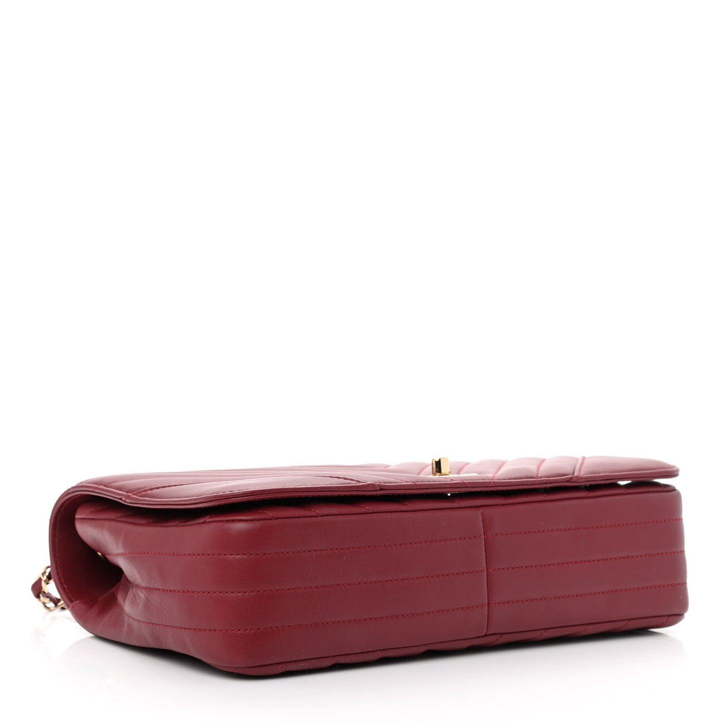 Calfskin Chevron Quilted Large Statement Flap Red