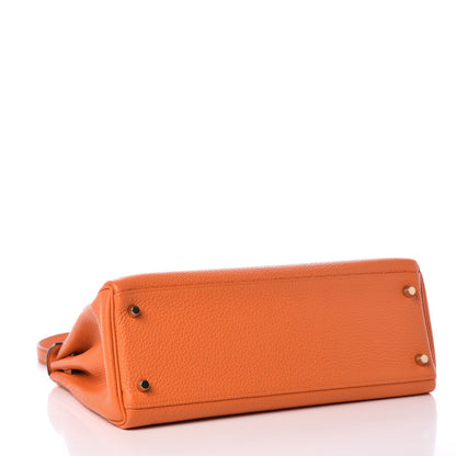 Hermes Taurillon Clemence Kelly Retourne 32 Orange 6 of 8