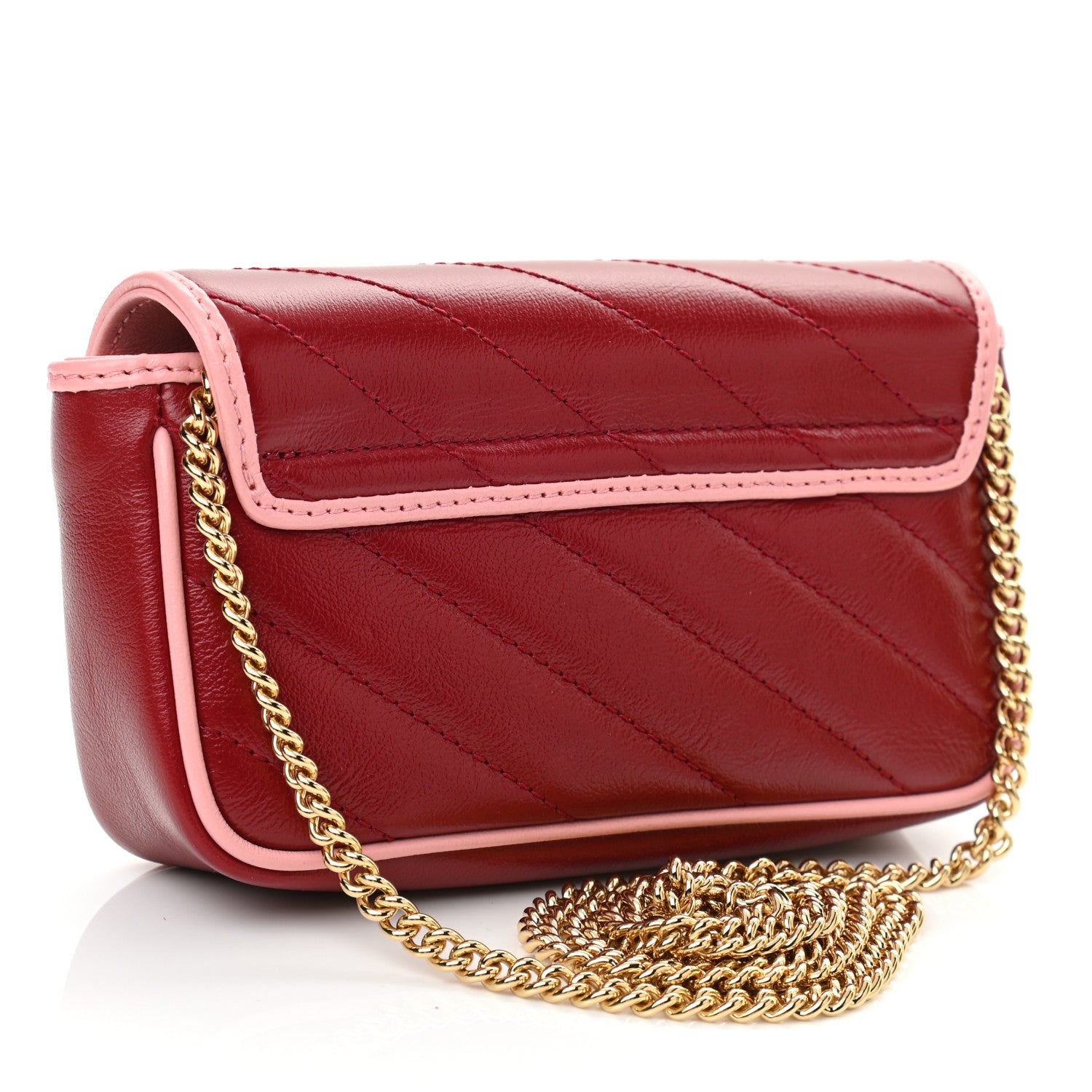 Gucci Azalea Calfskin Enamel Matelasse Diagonal Super Mini Torchon GG Marmont Shoulder Bag New Cherry Red Wild Rose 3 of 11