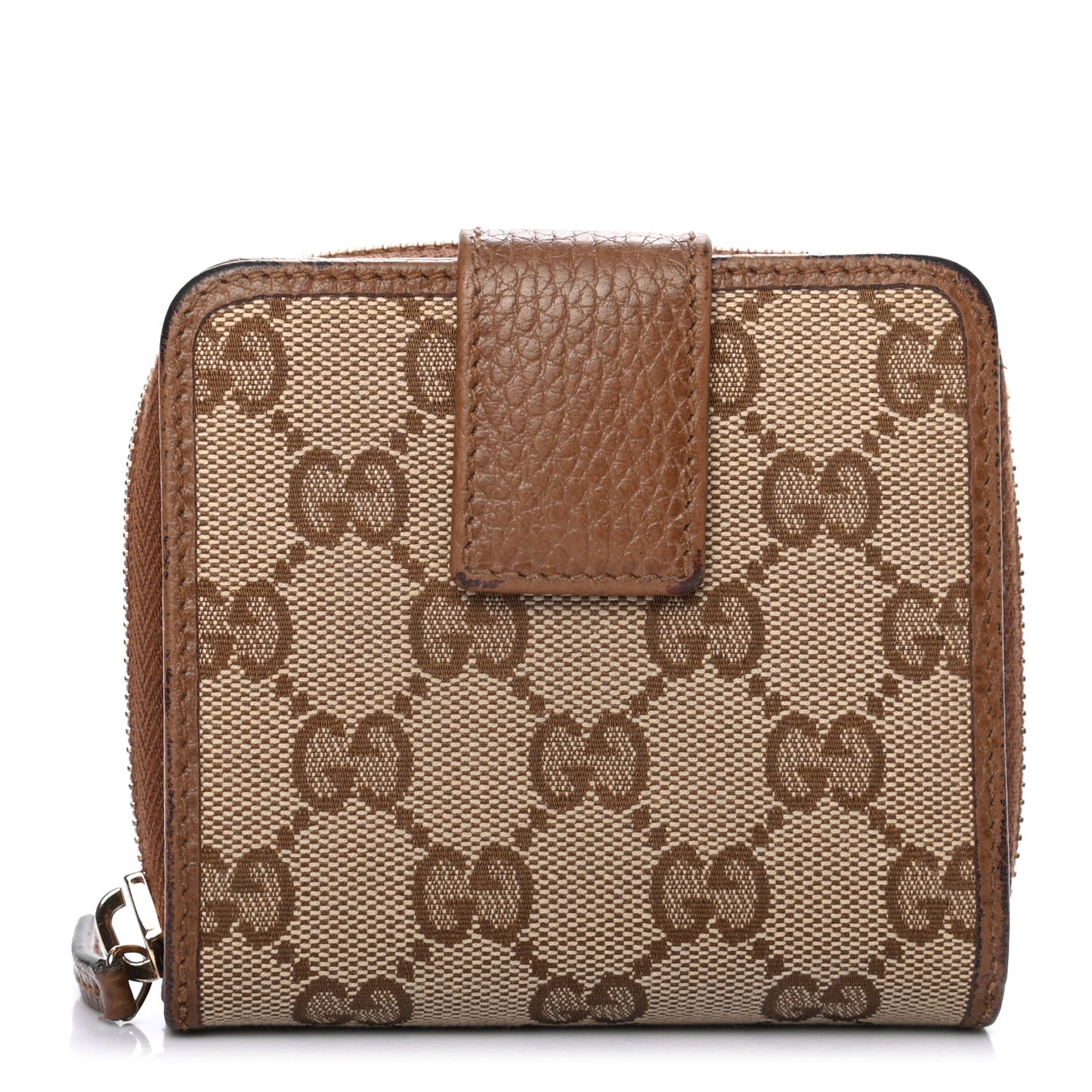 Monogram Dollar Calfskin Zip Around French Wallet Beige Ebony Tabacco