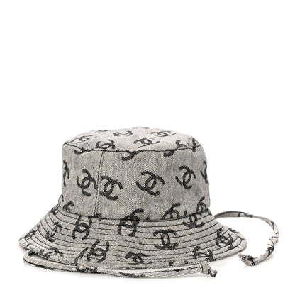 Chanel Denim CC Bucket Hat L White Black 4 of 7