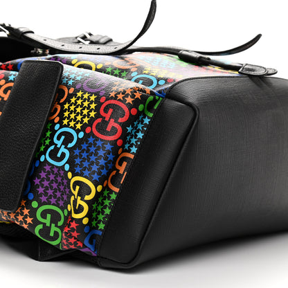 Gucci GG Supreme Monogram Psychedelic Medium Double Buckle Backpack Black Multicolor 9 of 11