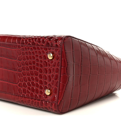 Chanel Calfskin Crocodile Embossed Archetype Small Shopping Tote Burgundy 10 of 11