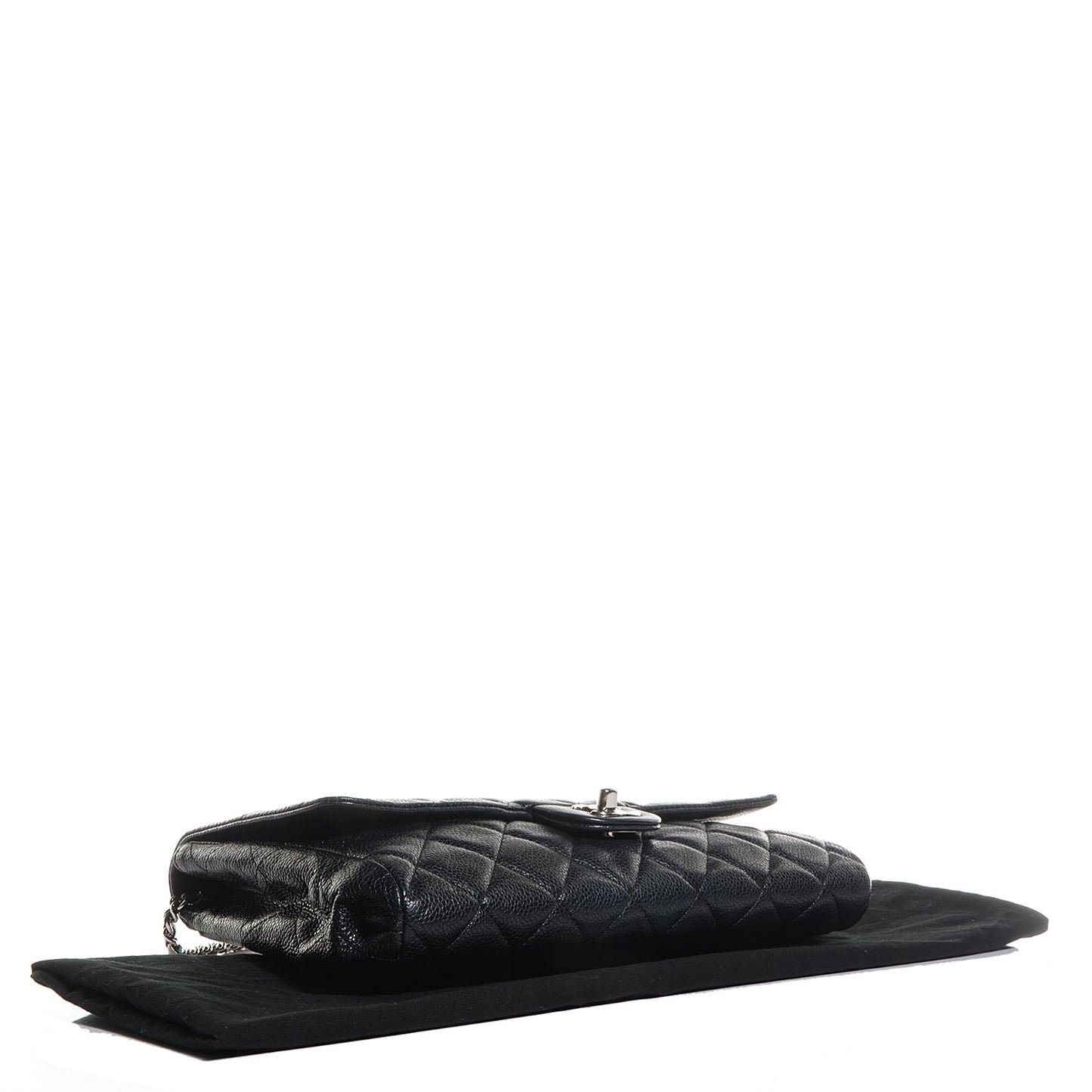 Caviar Quilted Clutch With Chain Flap Black